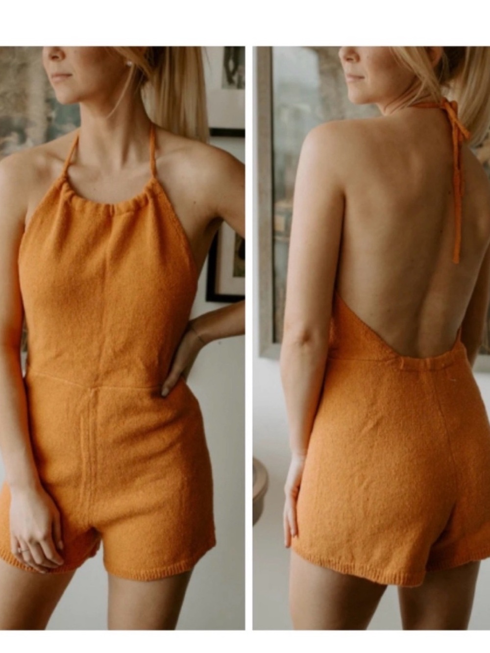 Womens orange Free People Beach Sweater romper size small